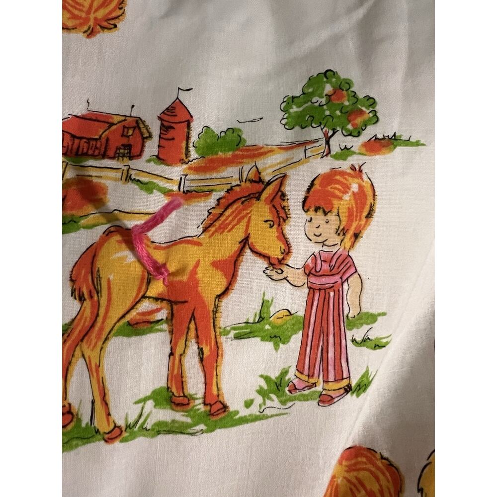 VINTAGE PROJECT LINUS HORSE ANIMALS COTTON FLANNEL Girl & Boy QUILT BLANKET